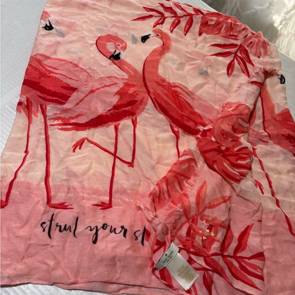 kate spade Pink Flamingo Print Lightweight Scarf - Picture 4 of 10